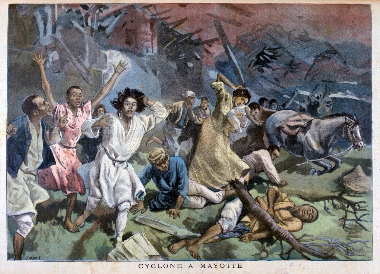 Syklon i Mayotte, 1898. av Fortuné Méaulle
