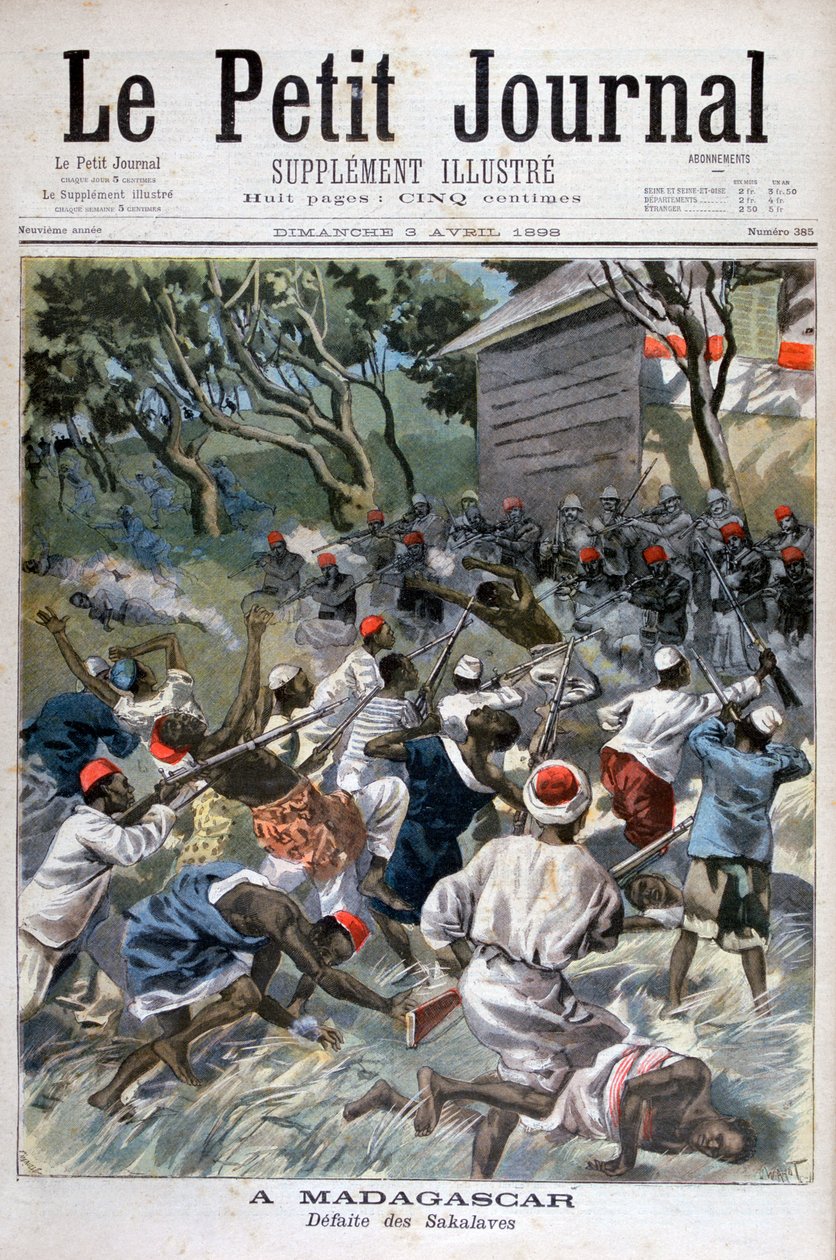 Nederlaget til Sakalava, Madagaskar, 1898 av Fortuné Méaulle