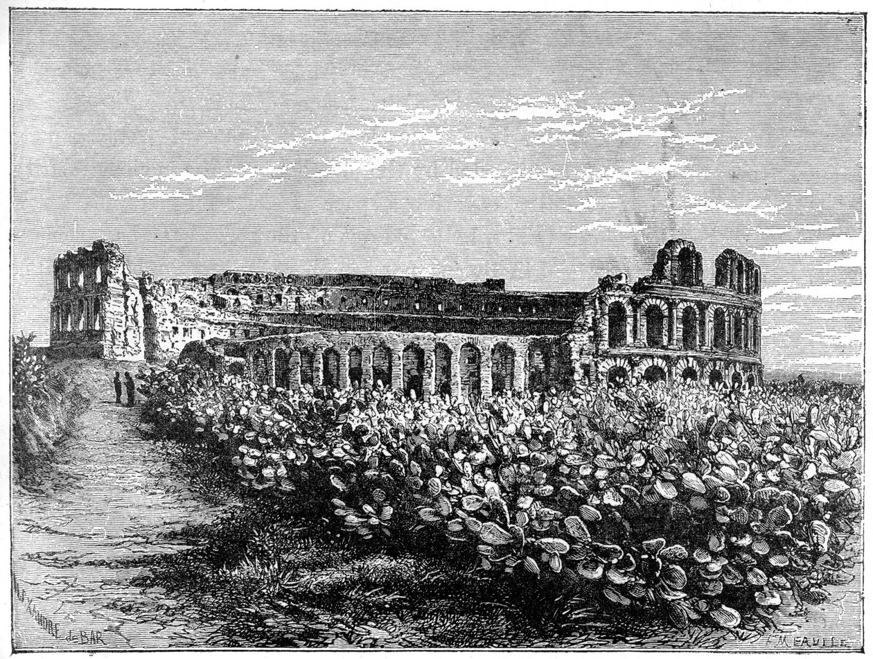 Amfiteateret i El Jemm, ca 1890. av Fortuné Méaulle