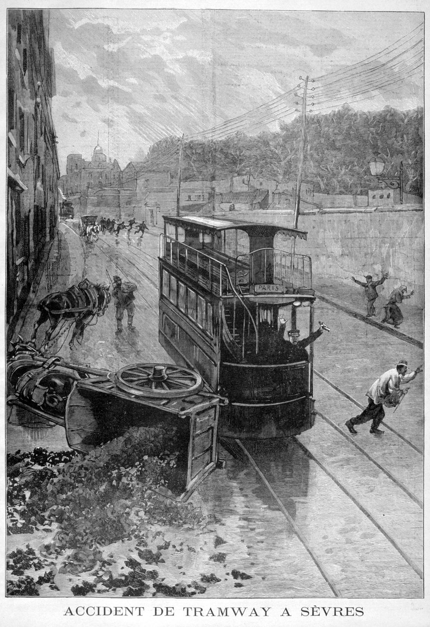 Trikkeulykke, Sevres, Paris, 1897 av Fortuné Méaulle