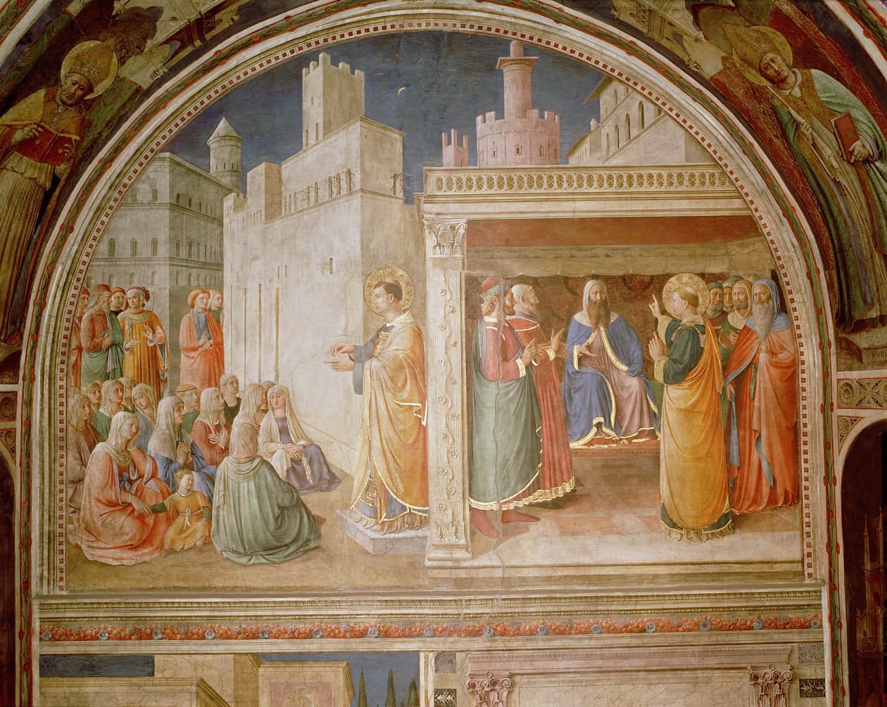 St.Stephen forkynner og St.Stephen taler til rådet av Fra Angelico