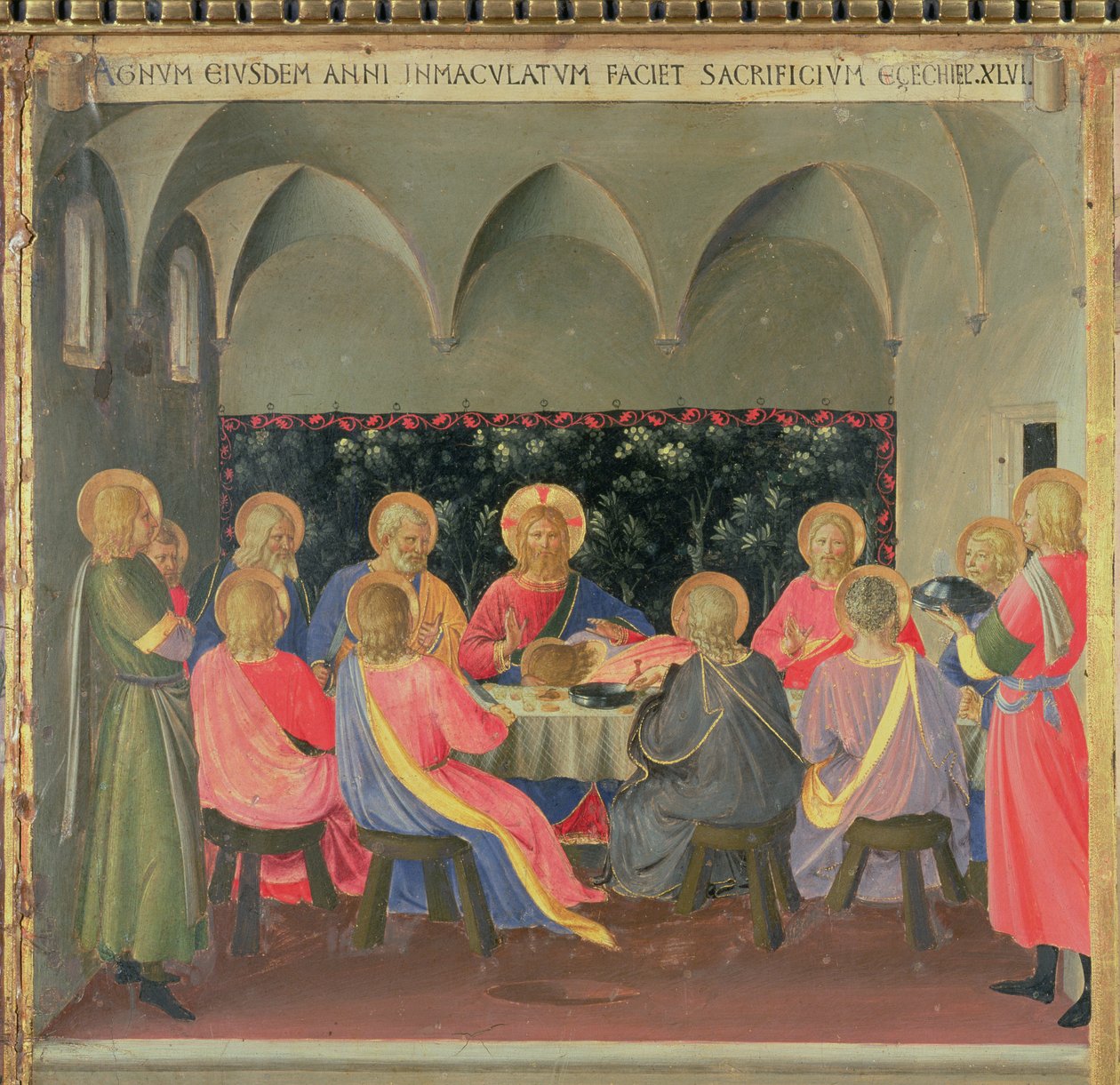 The Last Supper, detalj fra panel tre i Silver Treasury of Santissima Annunziata, ca. 1450-53 (tempera på panel) av Fra Angelico