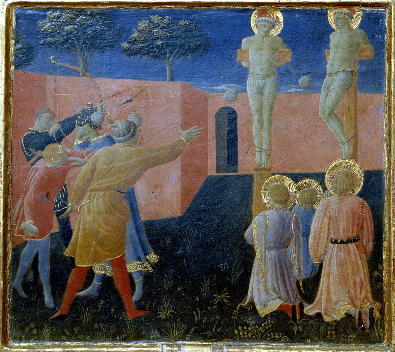 Korsfestelse og steining av Saint Cosmo av Fra Angelico