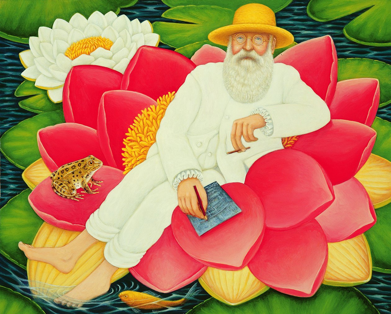 Monets vannliljer, 1996 (olje og tempera på panel) av Frances Broomfield