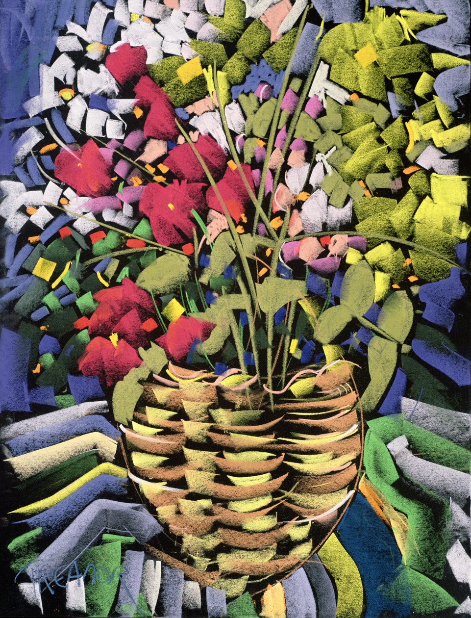 Deco Flowers (pastell på monteringstavle) av Frances Treanor