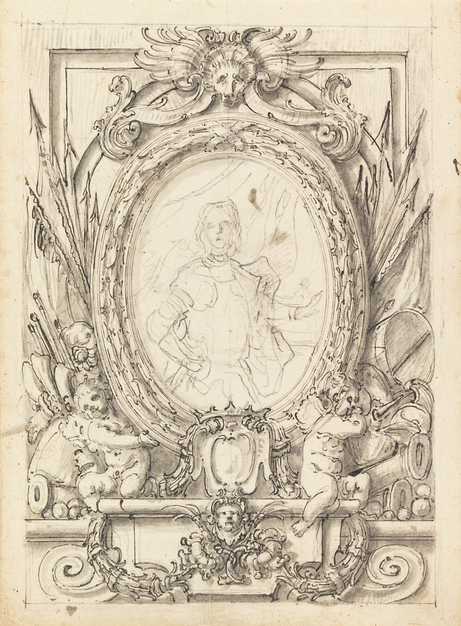 Design for et panel med portrett av en adelsmann av Francesco de Mura