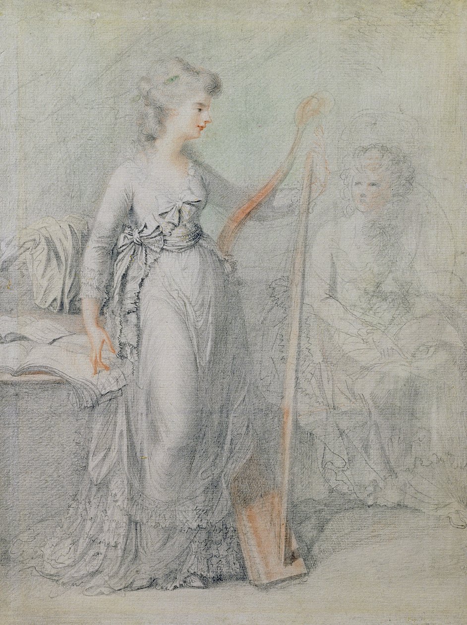 Georgiana, hertuginne av Devonshire (svart bly og rødt kritt) av Francesco Bartolozzi