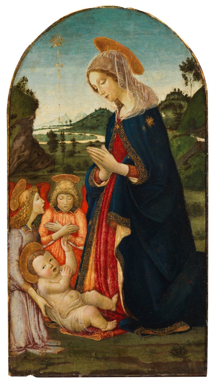 Tilbedelse av Kristus med to engler av Francesco Botticini