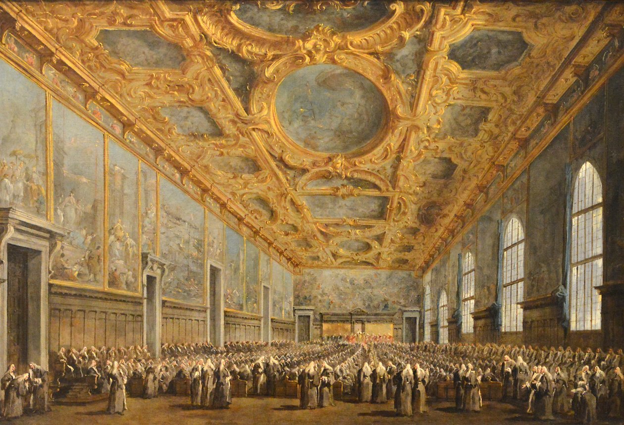 Dogen av Venezia takker Major Council av Francesco Guardi