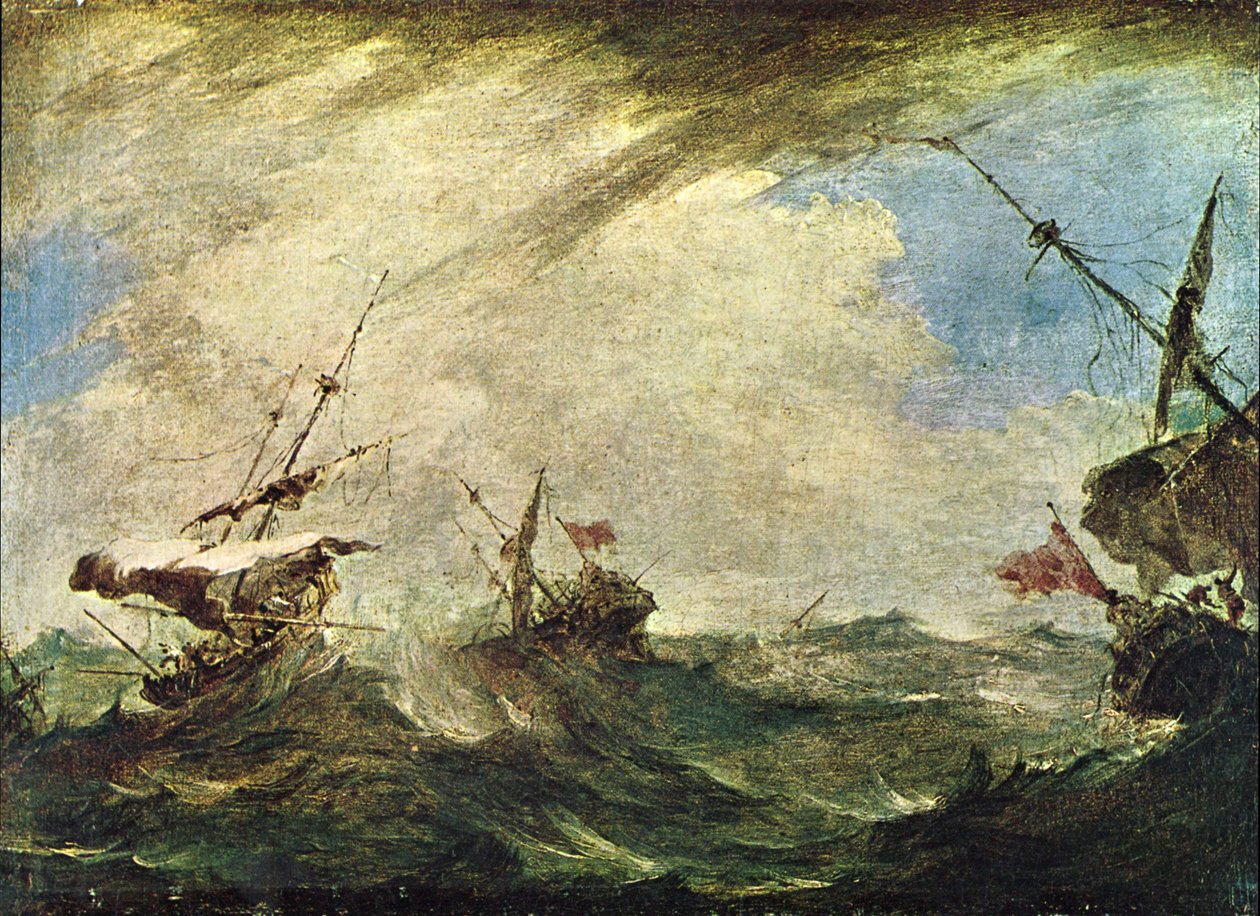 Skip i havstormen av Francesco Guardi