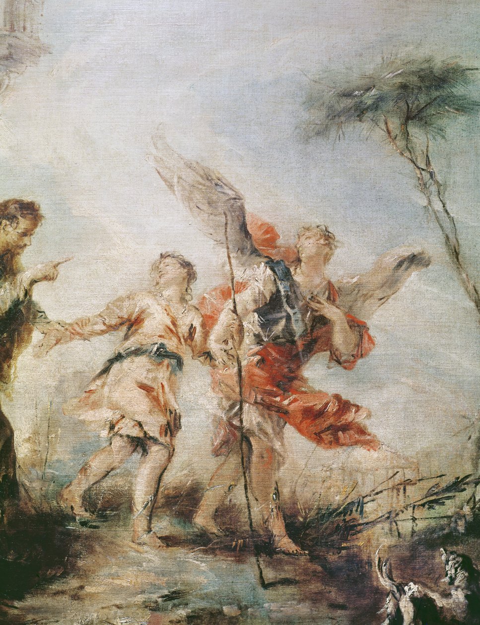The Departure of Tobias and the Angel, detalj av Tobias and the Angel, 1752 av Francesco Guardi