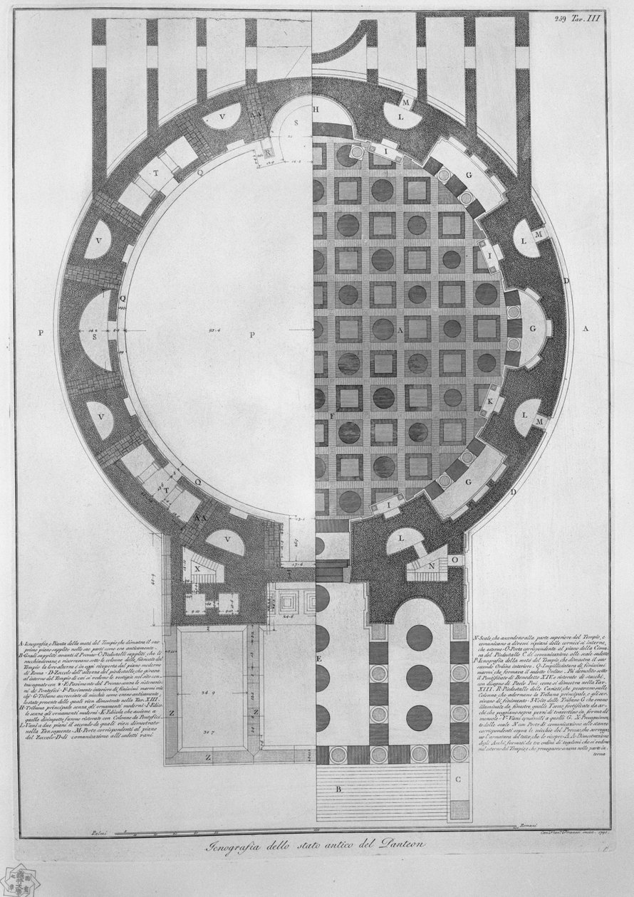 Ikonografi av den gamle staten Pantheon av Francesco Piranesi