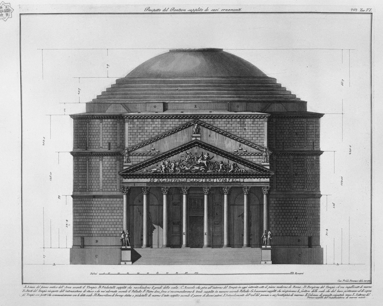 Prospekt for Pantheon med ornamenter av Francesco Piranesi