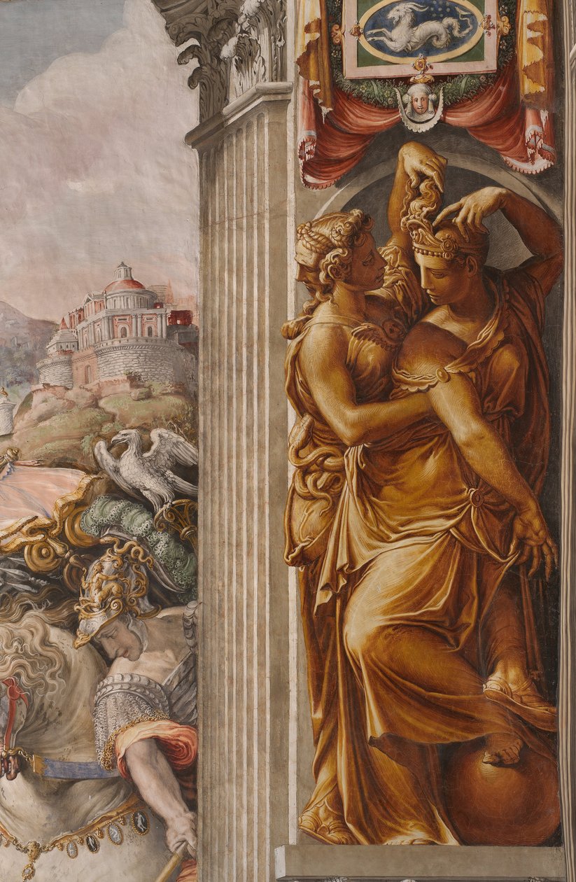 Time as Prudence siezes Occasion by the hair av Francesco de Rossi Salviati Cecchino