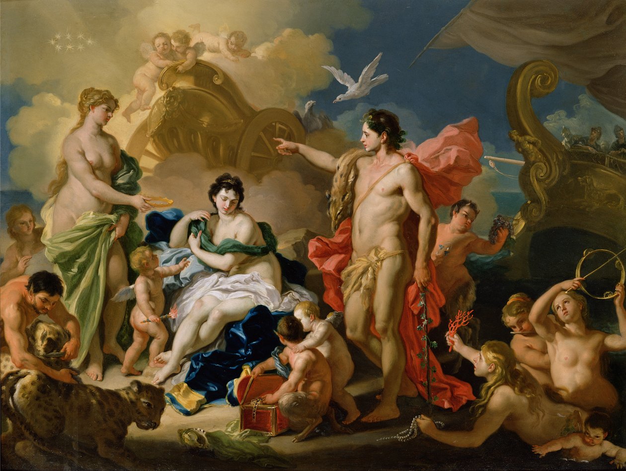 Bacchus og Ariadne (olje på kobber) av Francesco Solimena