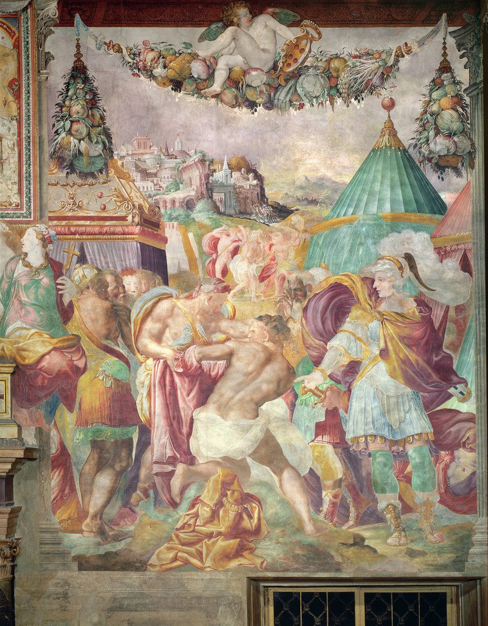 Marcus Furius Camillus (447-365 f.Kr.) straffer mesteren av Falerii i 394 f.Kr., fra Sala dell