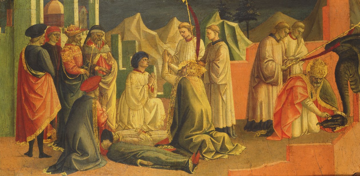 Historien om Saint Sylvester (tempera på panel) av Francesco di Stefano Pesellino