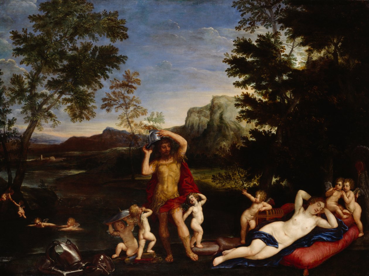 Venus og Mars (olje på lerret) av Francesco Albani