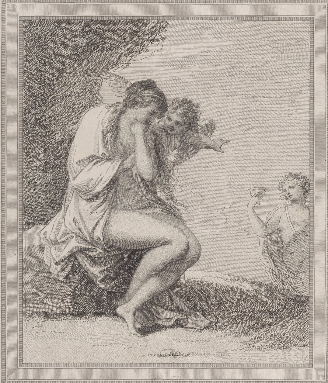 Ariadne, Cupid og Bacchus, 1788. av Francesco Bartolozzi