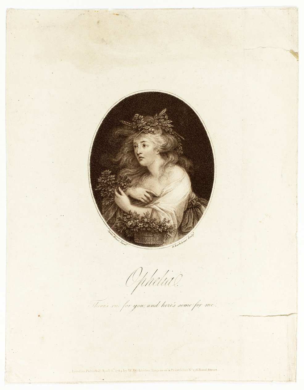 Ophelia av Francesco Bartolozzi