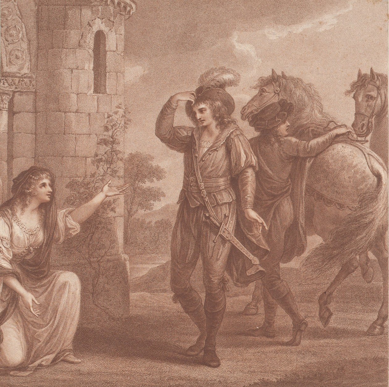 Prins Edmund, etternavnet Ironside og Algitha, 1786. av Francesco Bartolozzi