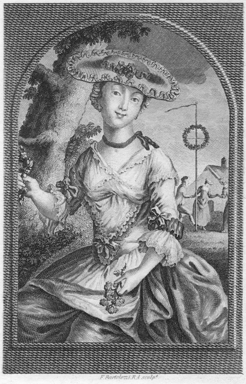 Ung kvinne, c1740-1810. av Francesco Bartolozzi