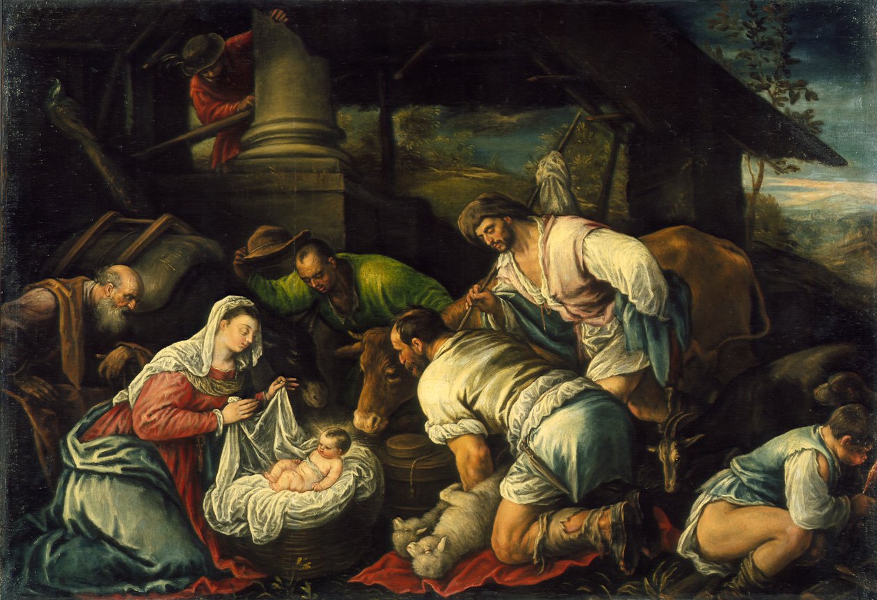 Hyrdenes tilbedelse, ca. 1585-1590 av Francesco Bassano