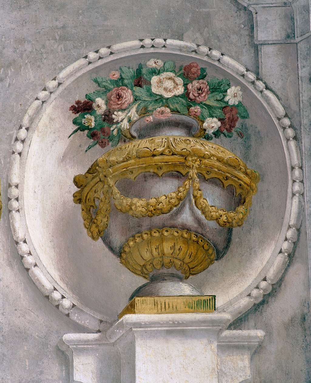 Vase med blomster (fresco) av Francesco Ferrari