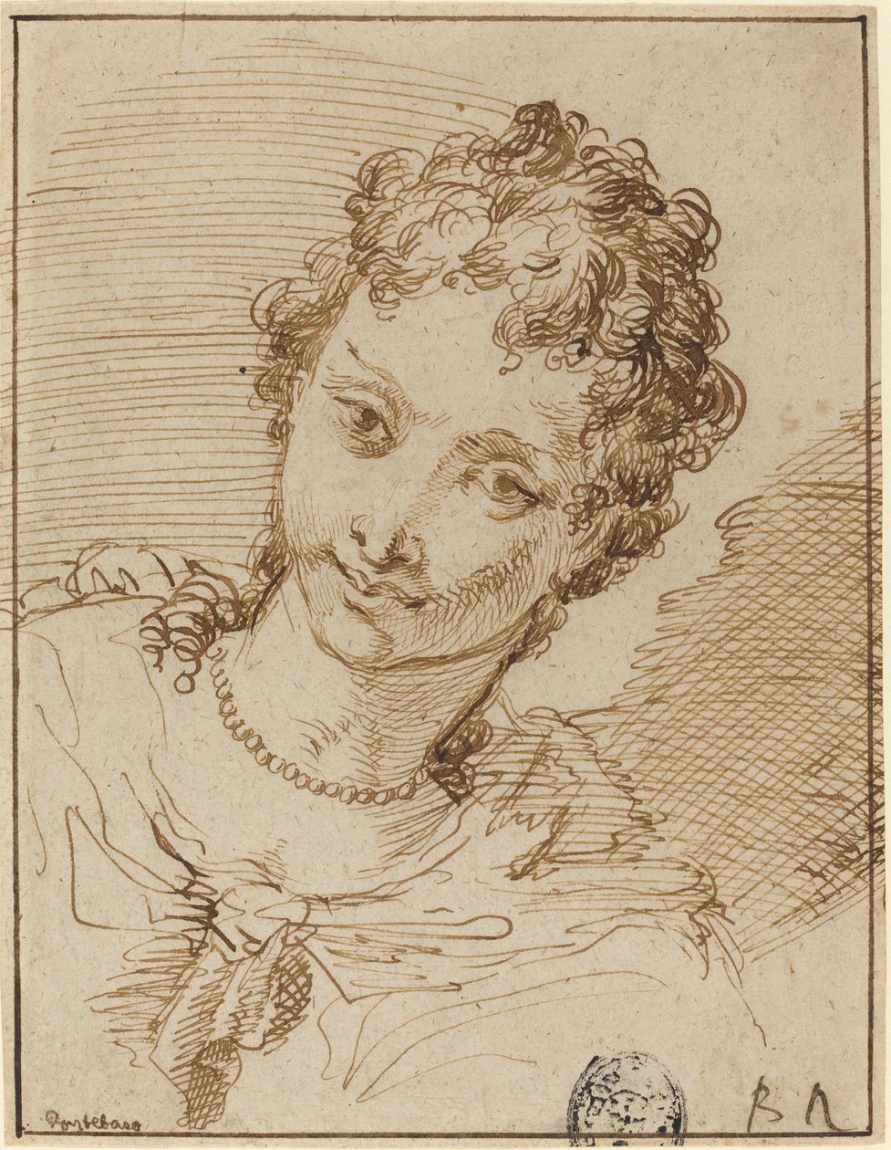 Elegant ung kvinne med et perlekjede av Francesco Fontebasso
