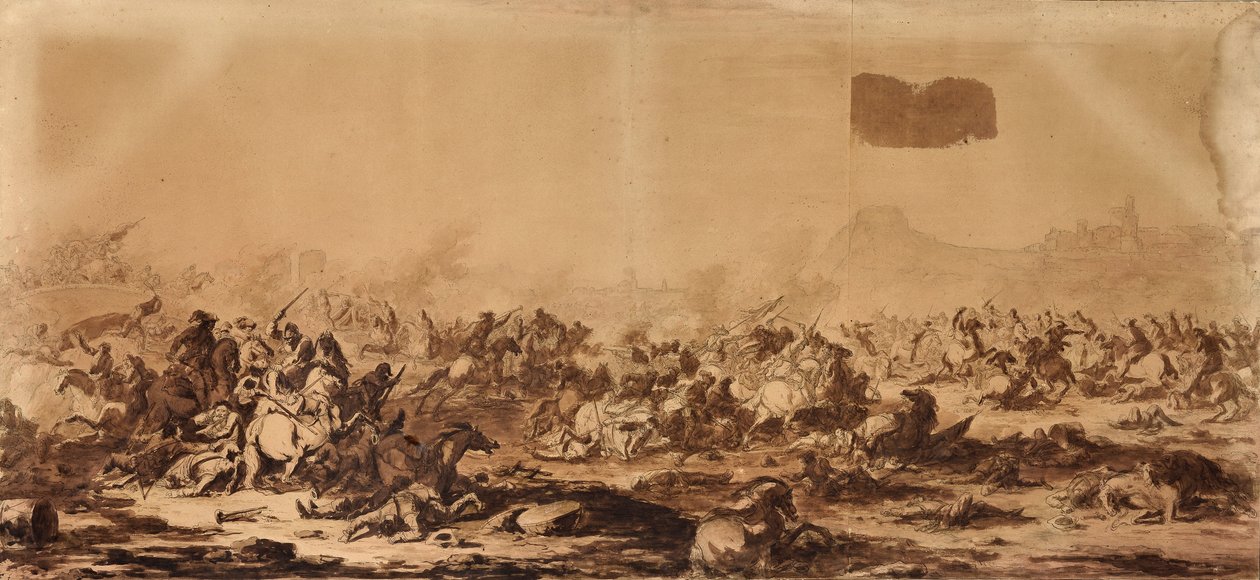 Kampscene (tegning) av Francesco Giuseppe Casanova
