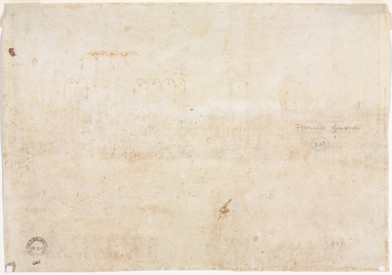 Tre skisser av buer (verso) av Francesco Guardi