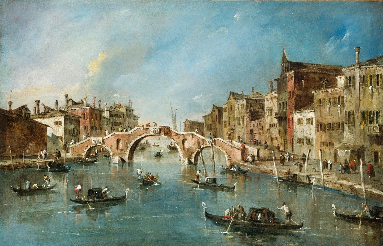 Utsikt over Cannaregio-kanalen, Venezia av Francesco Guardi