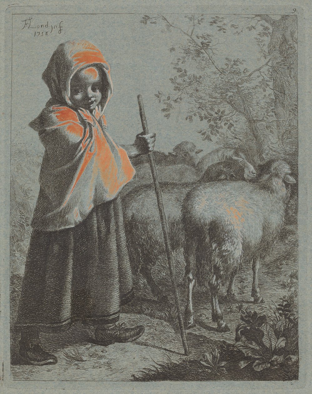 Barnegjeterinne med flokk, 1758. av Francesco Londonio