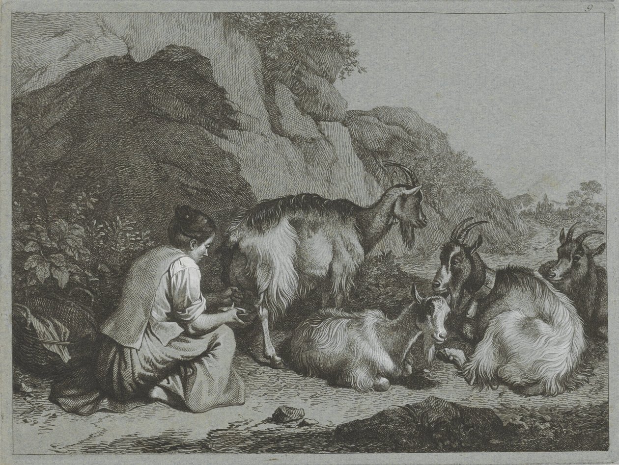 Gjeterinne med geiterflokk Shepherd-scener (serietittel) av Francesco Londonio
