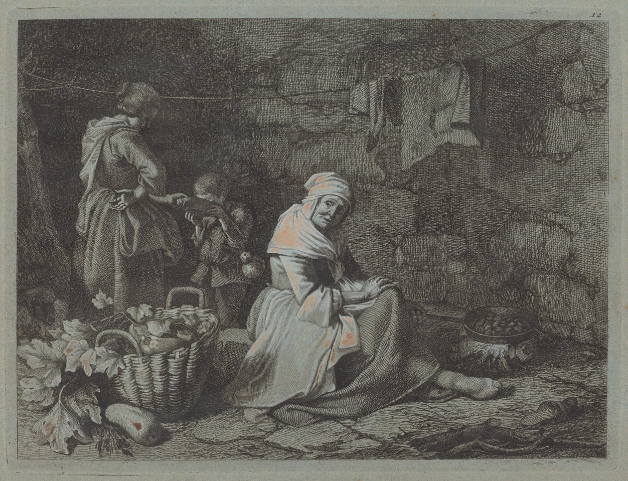 Interiør i et hus, 1763. av Francesco Londonio