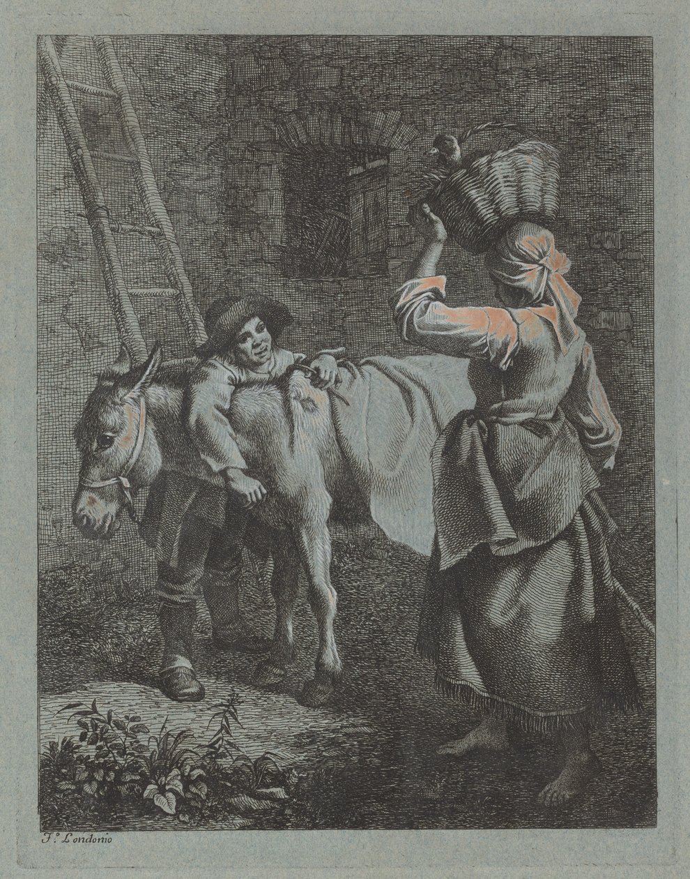 Hyrde som snakker med en bondekvinne, 17601764. av Francesco Londonio