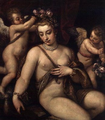 Venus og kjeruber av Francesco Montemezzano