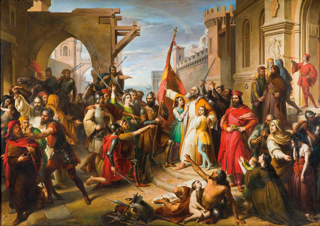 The Oath of the Anconetans, 1850-tallet. av Francesco Podesti