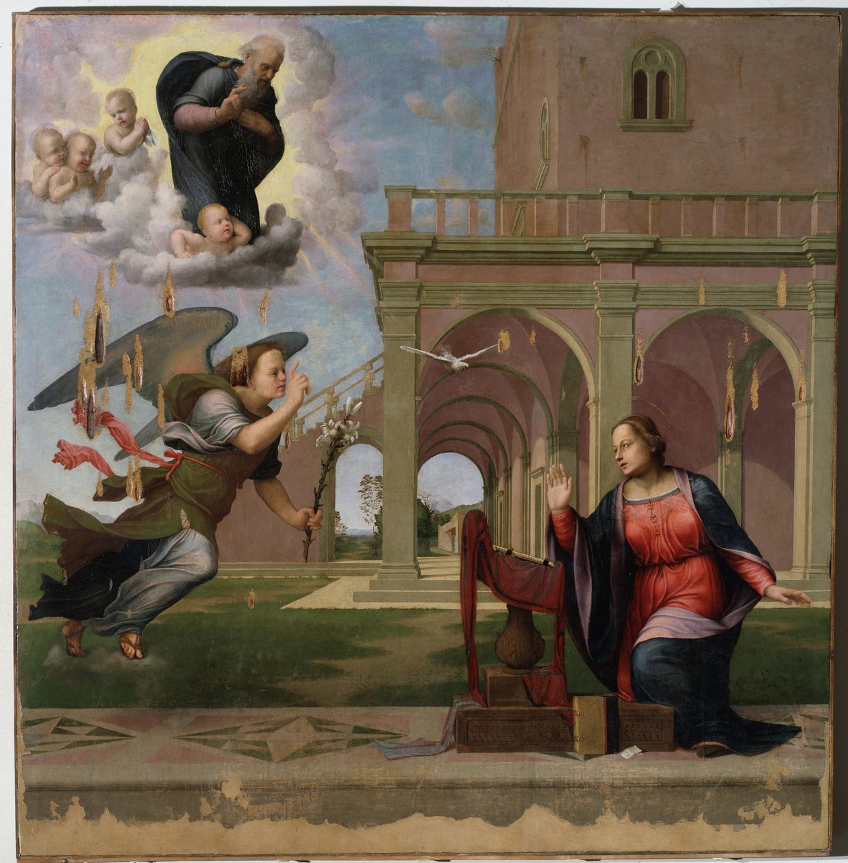 Bebudelse - olje på tre av Francesco di Cristofano Franciabigio