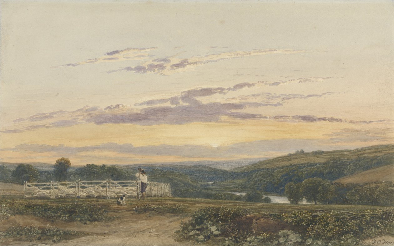 Shepherd, Evening (wc over grafitt på papir) av Francis Oliver Finch