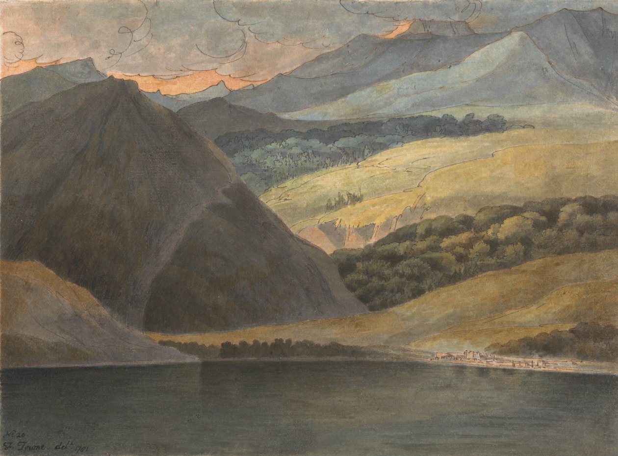 Utsikt over Lago Maggiore om kvelden av Francis Towne
