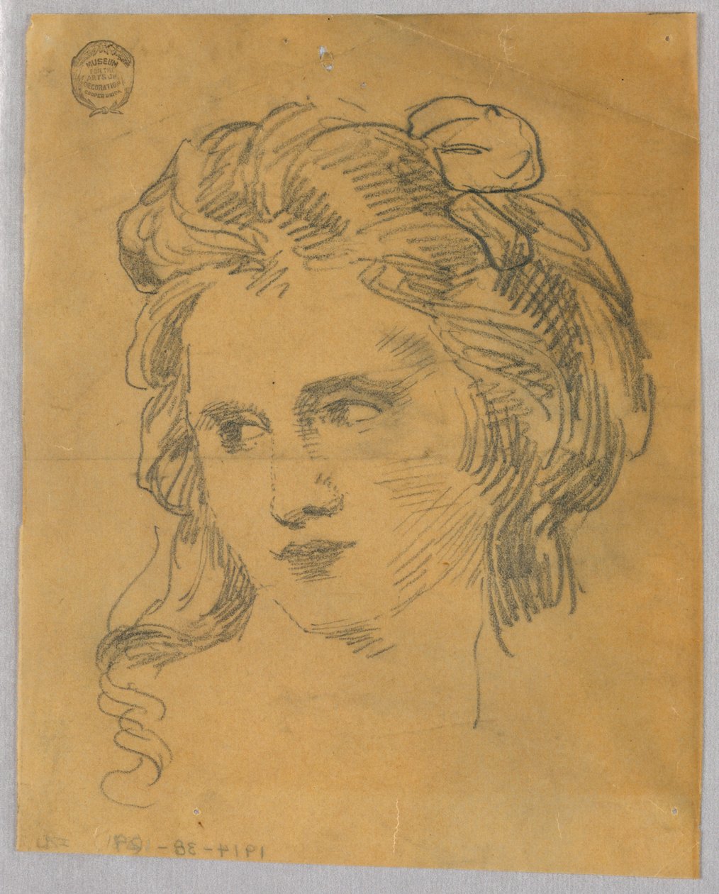 Skisse av kvinnens hode av Francis Augustus Lathrop