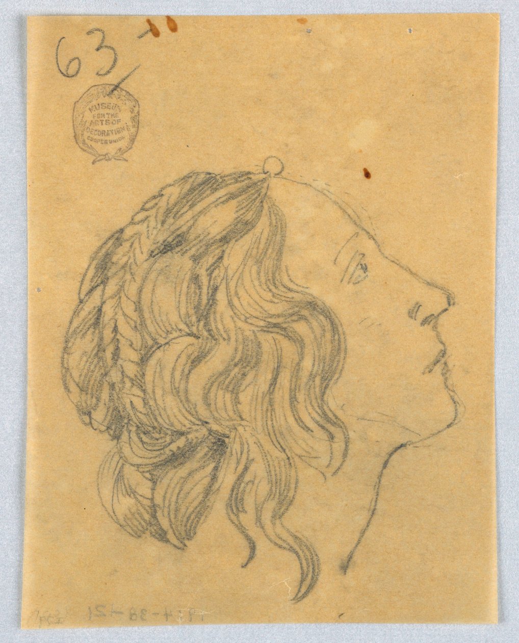 Skisse av kvinnens hode i profil av Francis Augustus Lathrop