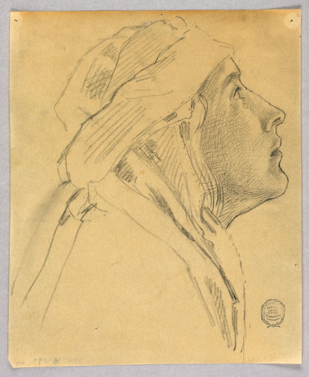 Skisse av et kvinnehode av Francis Augustus Lathrop