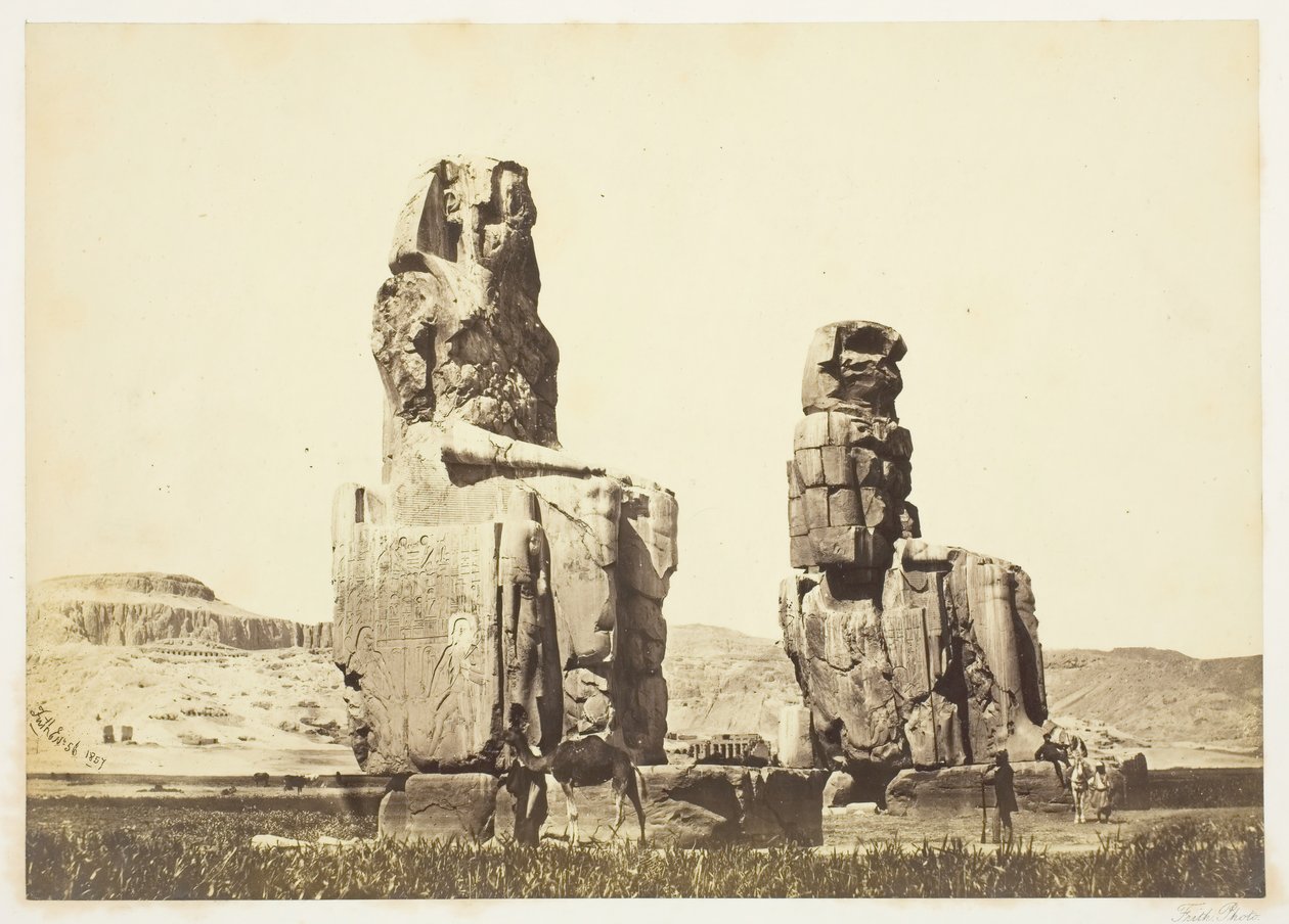Statuene av Memnon, 1857, trykt 1862. av Francis Frith