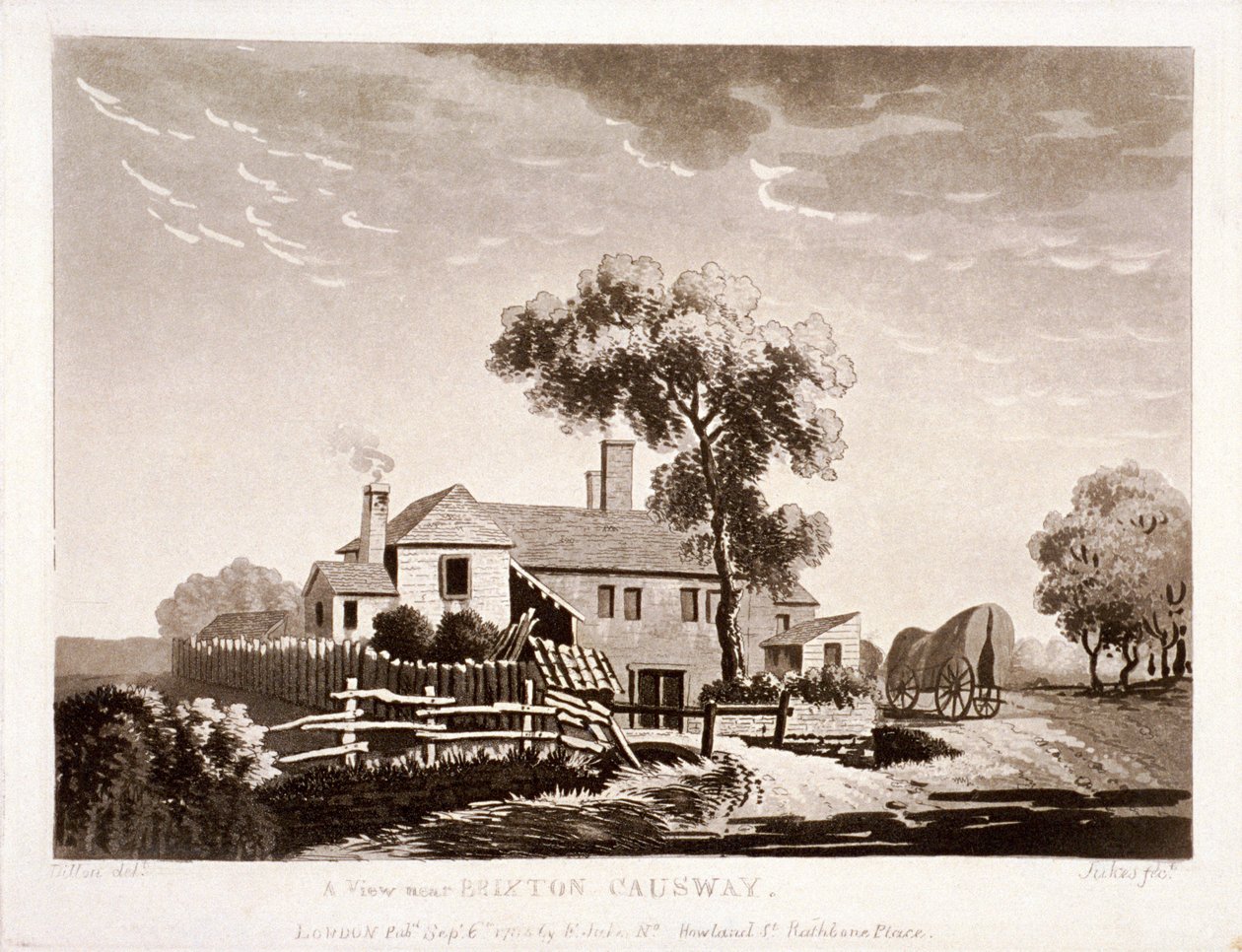Utsikt nær Brixton Causeway, Lambeth, London, 1785 av Francis Jukes