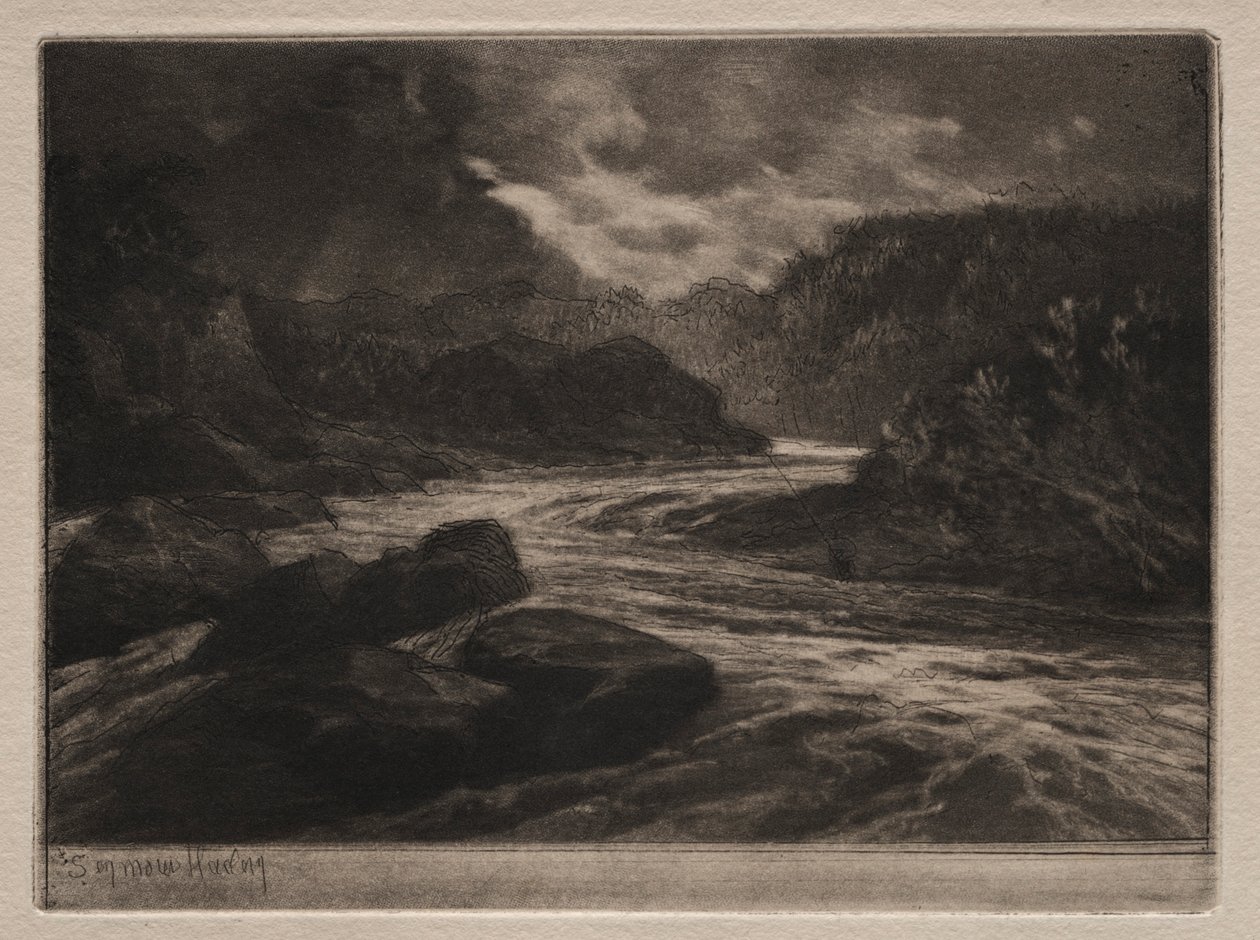 En lakseelv. av Francis Seymour Haden