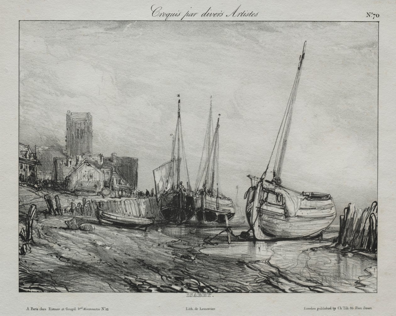 Fiskebåter langs stranden av Francis Seymour Haden