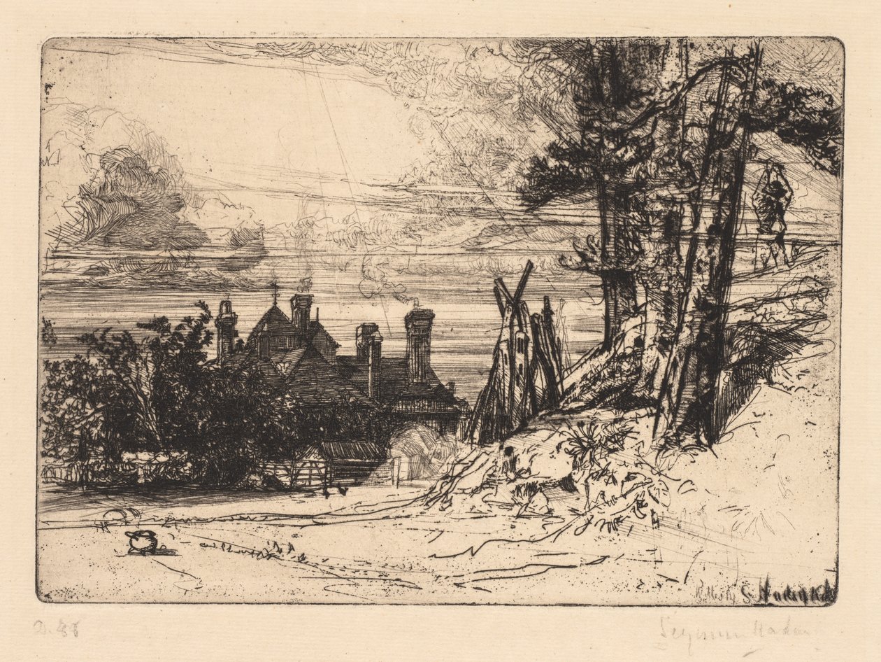 Horsleys hus i Willesley, 1865. av Francis Seymour Haden