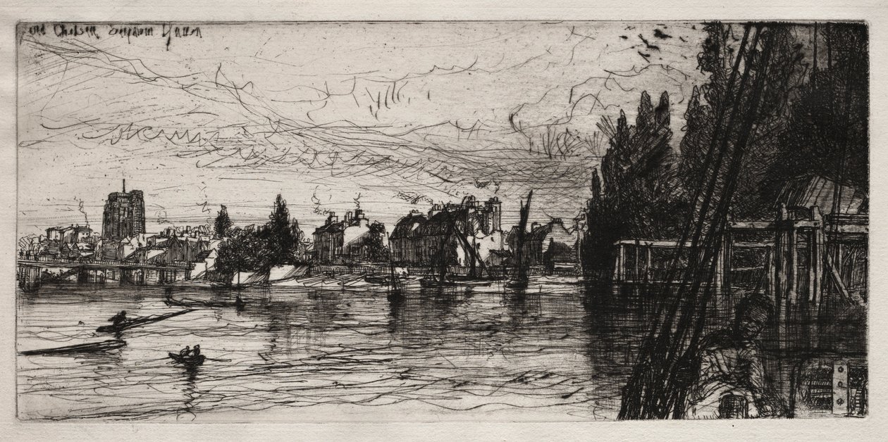 Old Chelsea Church, 1865. av Francis Seymour Haden